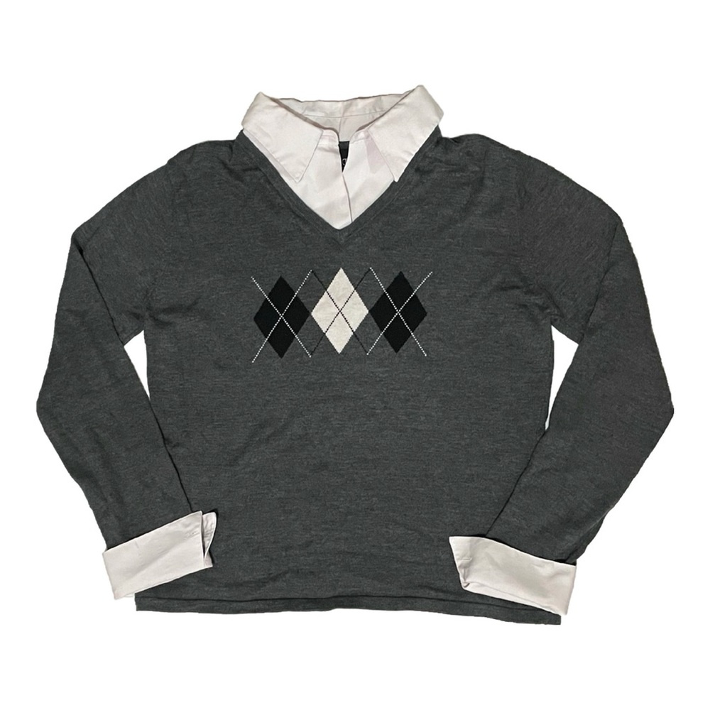 collared argyle sweater